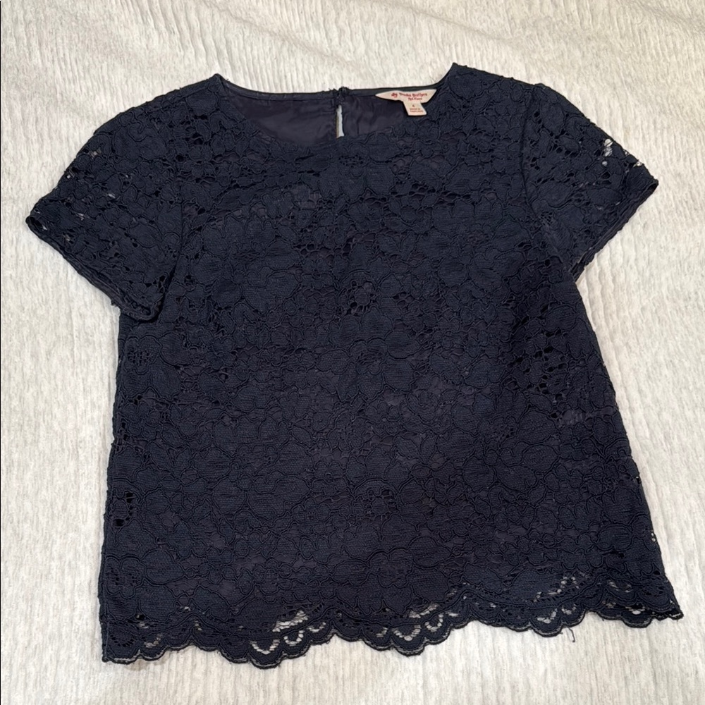 Brooks Brothers Black Lace Cropped Blouse